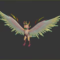 Flying Creature With Golden Wings White Body And Golden Horns Standing On Reflective Surface