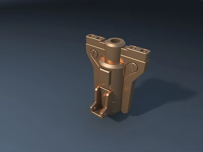 Golden Metal Faucet Component With Structured Mounting Parts And Sleek Design 3d model