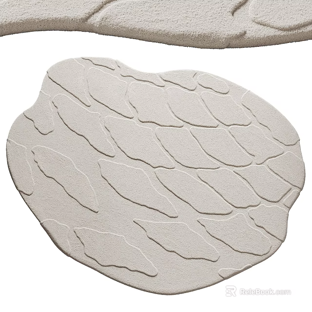 Two White Shaped Rugs with Irregular Shape and Leaf-like Surface Texture 3d model 