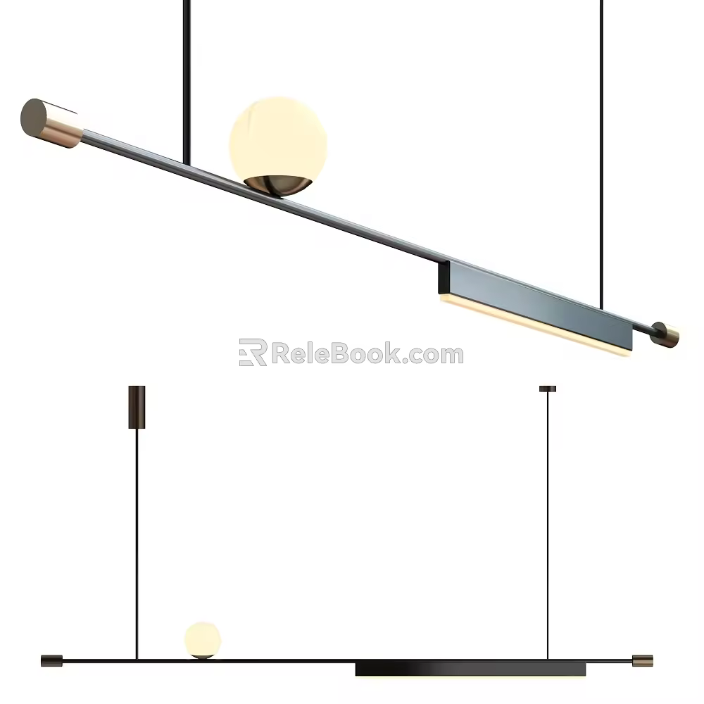 Long Ceiling Modern Chandelier Simple Chandelier Strip Chandelier 3d model