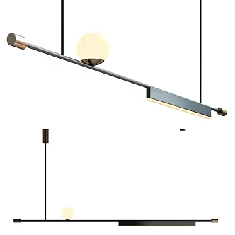 Long Ceiling Modern Chandelier Simple Chandelier Strip Chandelier 3d model