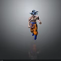 Anime Character With Blue Hair Muscular Build Orange Pants Blue Belt And Blue Shoes