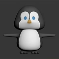 Cute Cartoon Penguin Doll With Big Blue Eyes Orange Beak And Open Wings