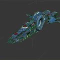 Blue Futuristic Sci Fi Spaceship Model With Complex Design And Glossy Surface Details 3d model