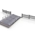 Industrial Metal Platform Ramp With Side Railings And Grated Surface Design