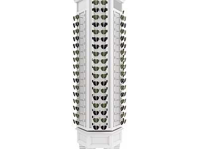 Eyewear Store Organized White Multi Tiered Display Tower With Various Sunglasses 3d model