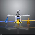 White And Blue Winged Character With Small Blue Winged Yellow Lightning And Orange Flame Creatures