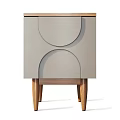 Minimalist Light Gray Storage Cabinets with Curved Doors Wooden Legs and Drawers