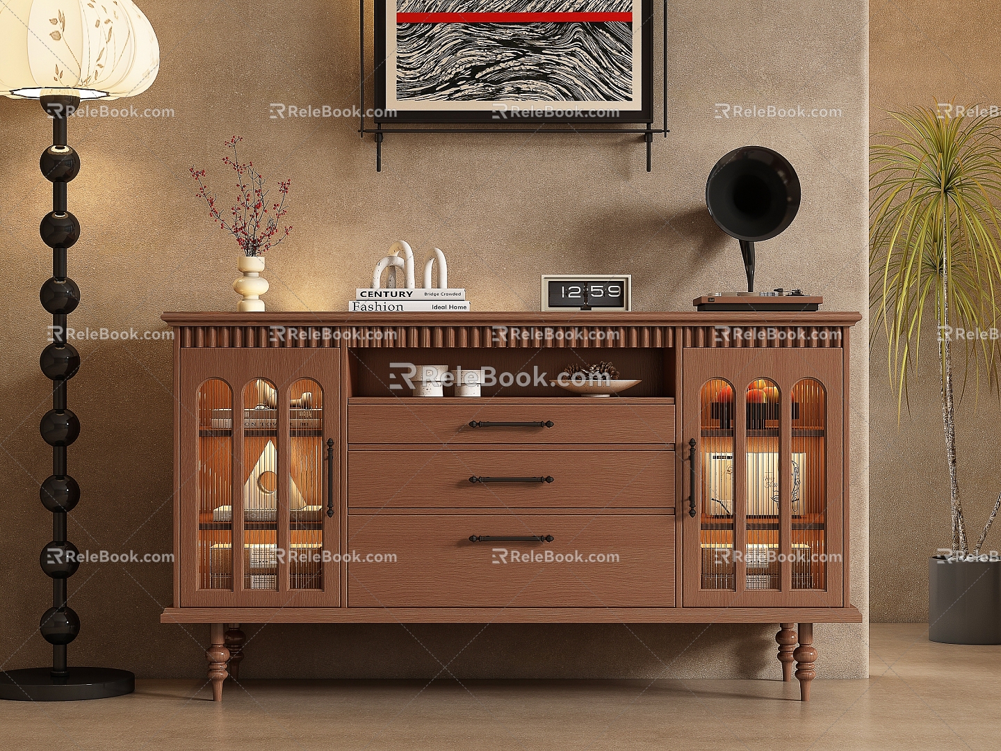 Middle Style Side Cabinet 3d model