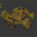 Rusty Off Road Buggy With Metal Frame And Large Treaded Wheels 3d model