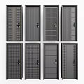 Various Modern Security Doors With Different Panel Designs And Lock Systems 3d model