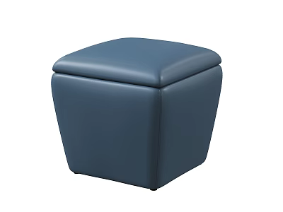Navy Blue Leather Ottoman With Square Design And Comfortable Upholstery For Living Room Interior Decor 3d model