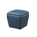 Navy Blue Leather Ottoman With Square Design And Comfortable Upholstery For Living Room Interior Decor