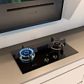 Modern Kitchen With Black Range Hood Gas Stove And Kitchen Appliances