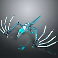Futuristic Robotic Creature With Multiple Glowing Blue Limbs And Metallic Body Structure 3d model