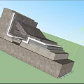 Concrete Building Component with Layered Steps and Wall Structural Design