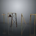 Metal Stands With Various Structures Yellow Brown Color Basket And Reflective Floor