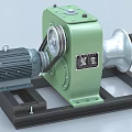Industrial Winch Machine With Green Body Silver Drum Electric Motor And Metal Base