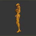 Golden Mechanical Humanoid Game Movie Character With Detailed Armored Design