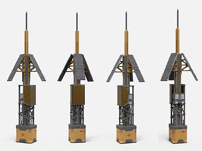 Industrial Machinery Units With Metal Frames Spire Tops And Base Structures 3d model