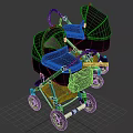 Purple Double Baby Strollers With Modern Design Smooth Wheels And Ergonomic Handle