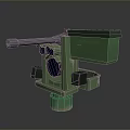 Green Vintage Weapon Cannon With Barrel Sight And Life Safety Device Label On Cylindrical Base