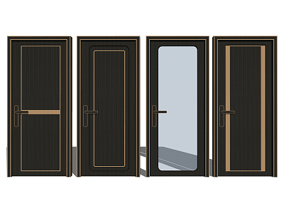 Modern door single door bedroom door 3d model