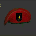 Red Beret With Black Shield Emblem And Yellow Lightning Bolt Design 3d model