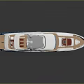 Luxury White And Blue Yacht With Red Seats On Deck And Modern Design