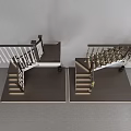 Modern Interior Stairs With Wooden Steps Dark Handrails And Lighting Decor