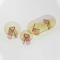 Modern Gradient Colored Acrylic Coffee Tables With Curved Legs Round And Oval Shapes