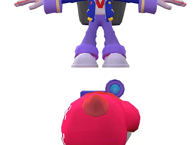 Colorful Cartoon Game And Movie Characters With Purple Outfit And Red Head Design 3d model