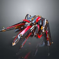 Futuristic Mechanical Spider Featuring Black Red Gold Color And Sharp Mechanical Legs