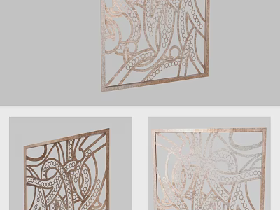 Modern Artistic Metallic Ornament Set With Intricate Pattern For Home Decor 3d model
