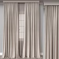 Elegant Soft Beige Curtains With Textured Design And Sheer Layer For Modern Room Window