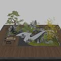 Japanese Zen Garden Design With Dry Landscape Stones Green Plants And Pathway