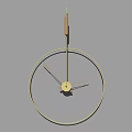 Modern Minimalist Brass Wall Clock With Round Frame And Thin Lines 3d model
