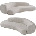 Modern Light Gray Curved Sectional Sofa With Upholstered Fabric And Metal Legs