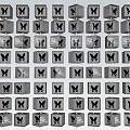 Unique Public Facility With Transparent Blocks Black Butterfly Patterns Neat Arrangement And Blue Sky Background