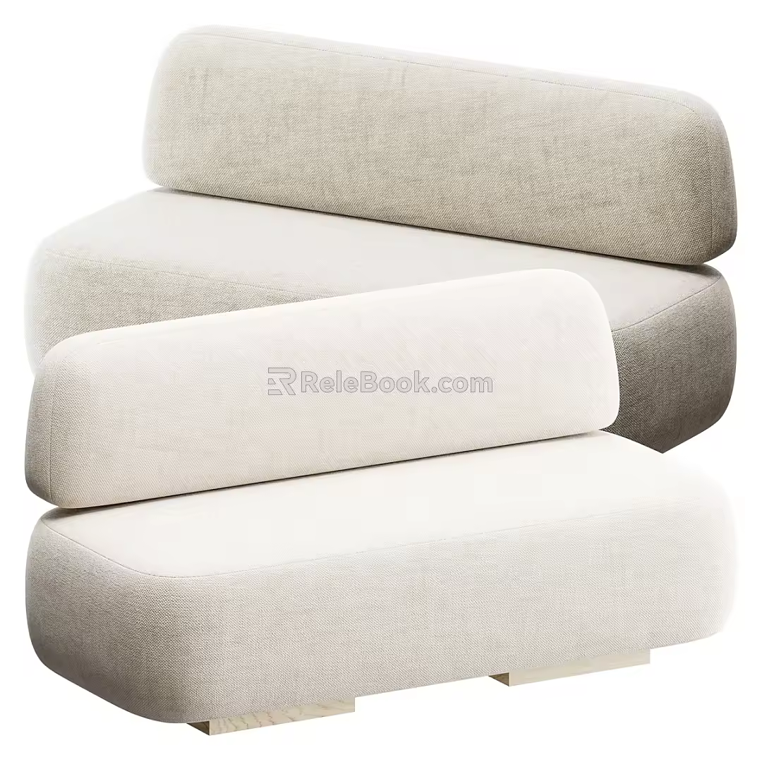 YOSHIDA modern double sofa minimalist sofa 3d model