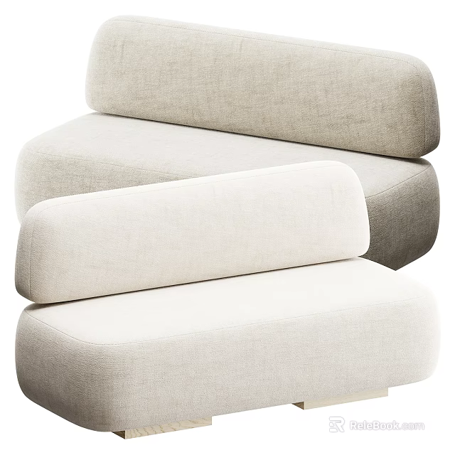 Modern Light Beige Fabric Two Seater Sofa With Comfortable Armrests And Backrest 3d model 