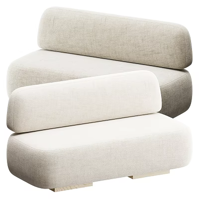 Modern Light Beige Fabric Two Seater Sofa With Comfortable Armrests And Backrest 3d model