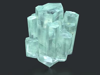 Natural Stone Wood Transparent Crystals With Cubic Shapes And Glossy Surface 3d model
