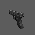 Black Modern Handgun With Grip Trigger And Barrel Parts On Gray Background