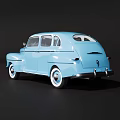 Light Blue Classic Station Wagon With Vintage Design And White Wheels