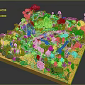 Commercial Equipment 3D Miniature Landscape Display With Colorful Trees Curved Paths And Square Base