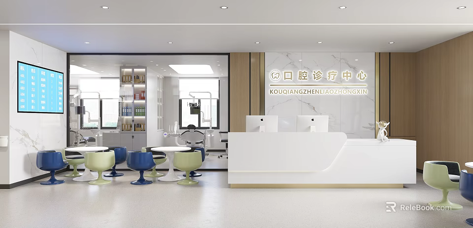 Bright Modern Dental Clinic Reception With Cozy Waiting Area And Full Medical Facilities 3d model 