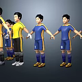 Group of Football Players Wearing Different Colored Jerseys Including Goalkeeper