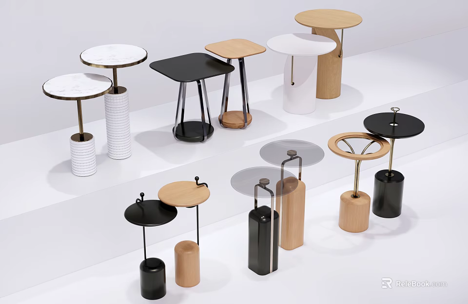 Modern Side Tables With Various Designs Different Colors And Material Options 3d model