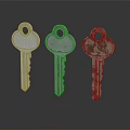 Modern Key Door Key Gold Key Silver Key 3d model